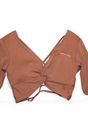 Peachy BunZ Wrap Front Long Sleeve Top - Rust